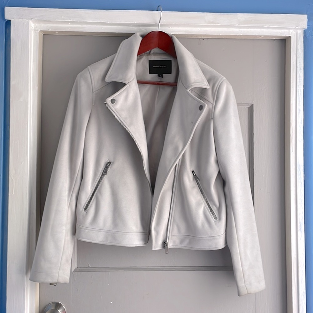 Dove Grey Suede Moto Jacket - Banana Republic